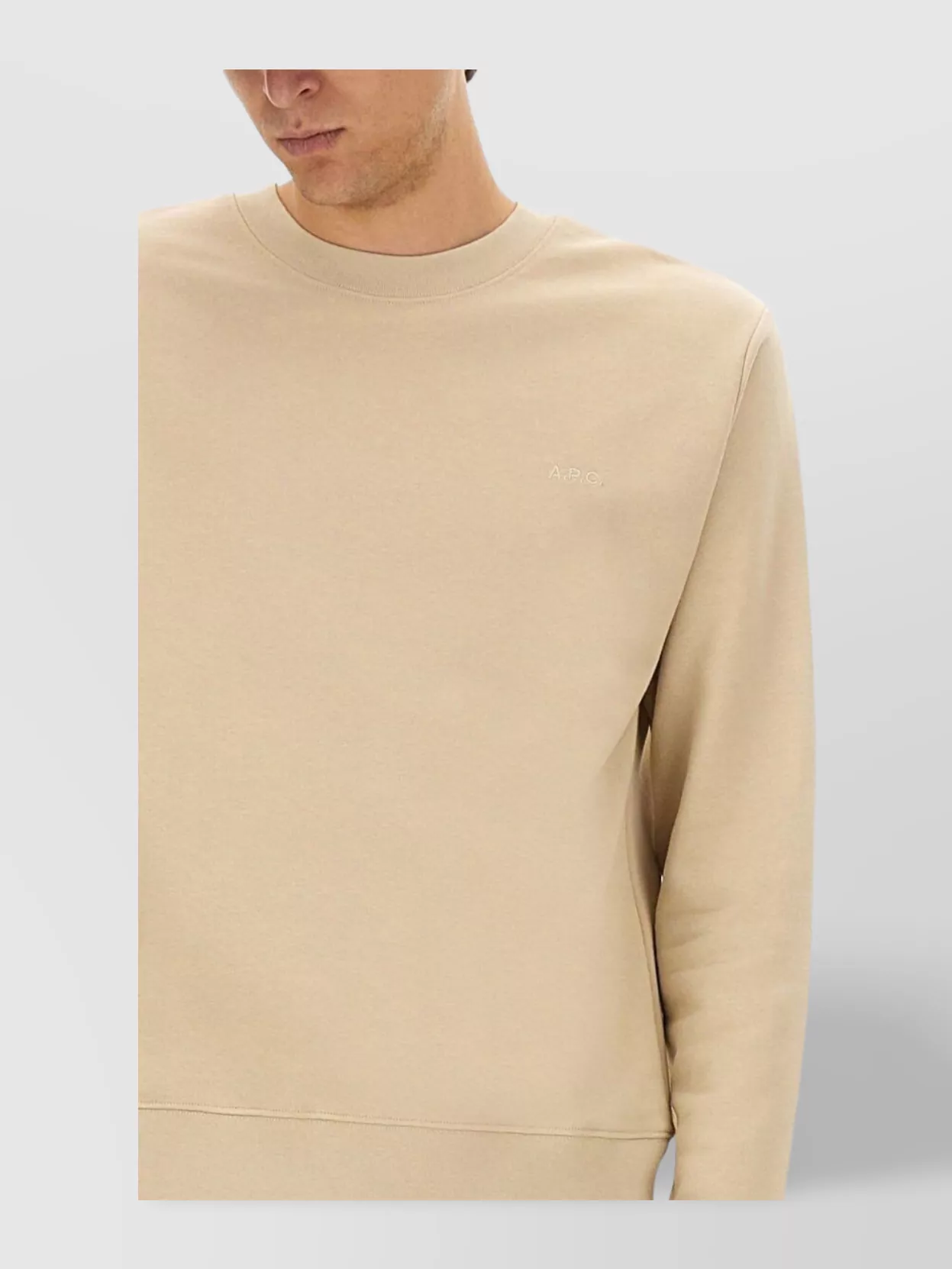 Apc Timeless Crewneck Sweater With Ribbed Details In Neutral