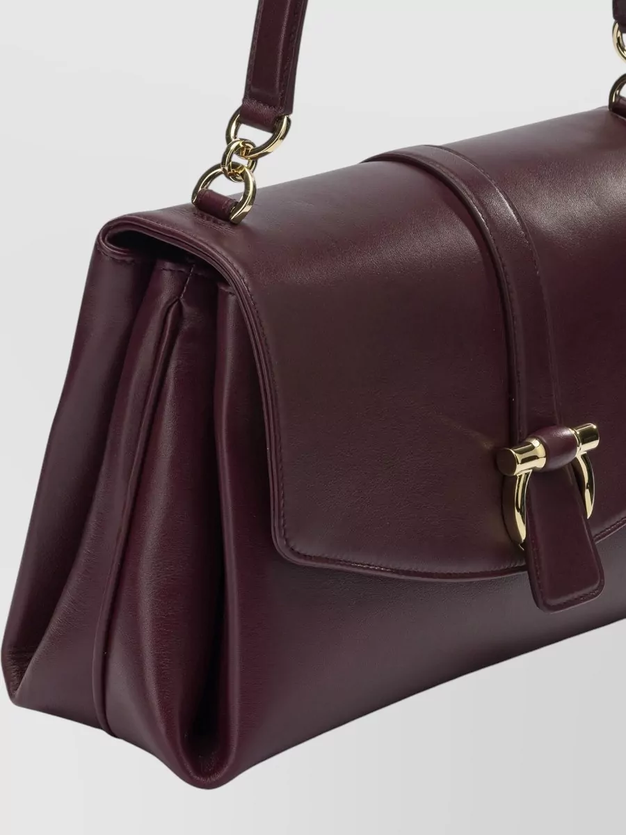 Ferragamo Leather Shoulder Bag Adjustable Strap Top Handle