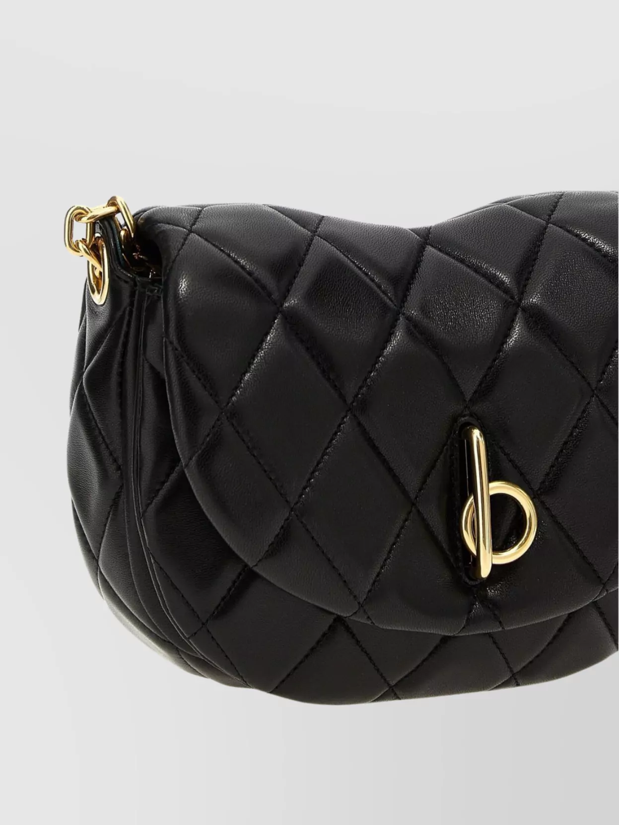 Burberry Quilted Chain Strap Satchel Bag In Black