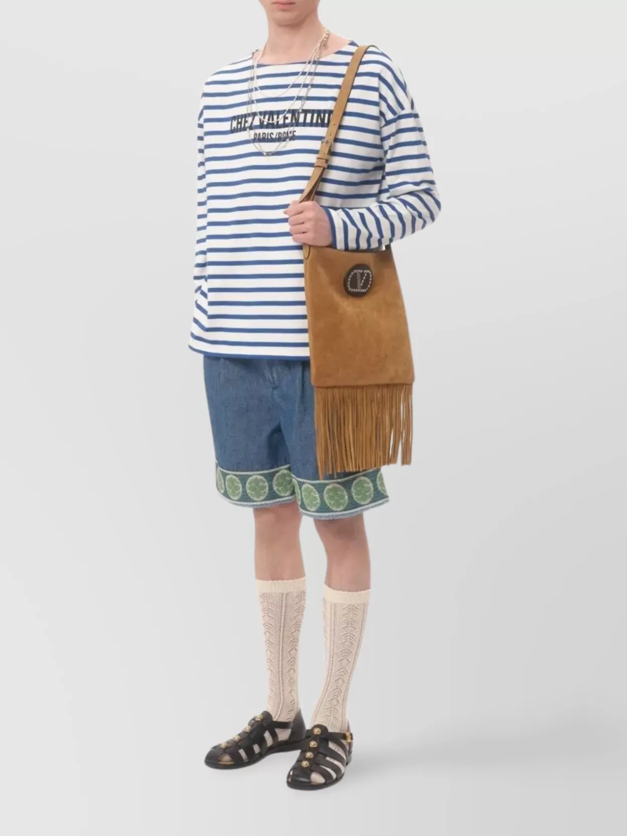 Valentino Garavani Valentino House Striped Crew Neck T-Shirt