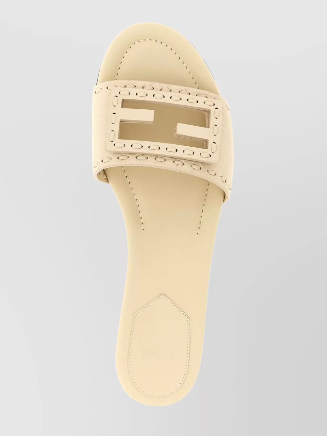 Fendi Baguette Ff Leather Buckle Flat Slide Sandals In Multi
