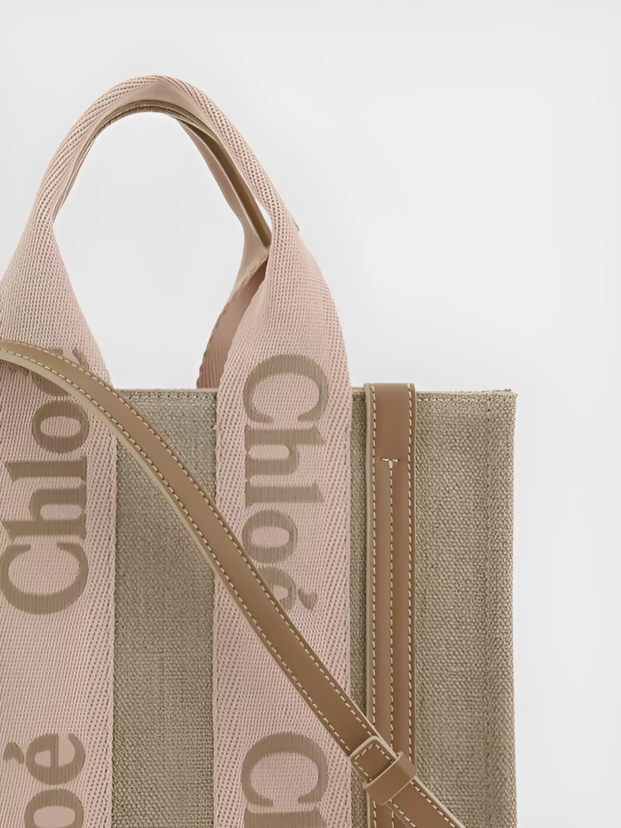 Chloé Woody Linen Tote Bag With Removable Strap