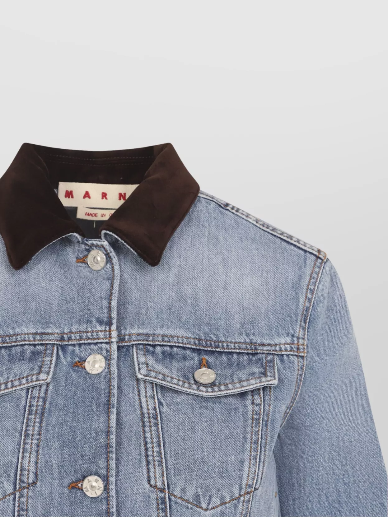 Marni Deep Blue Cotton Washed Bull Denim Trucker Cropped Jacket In Blue