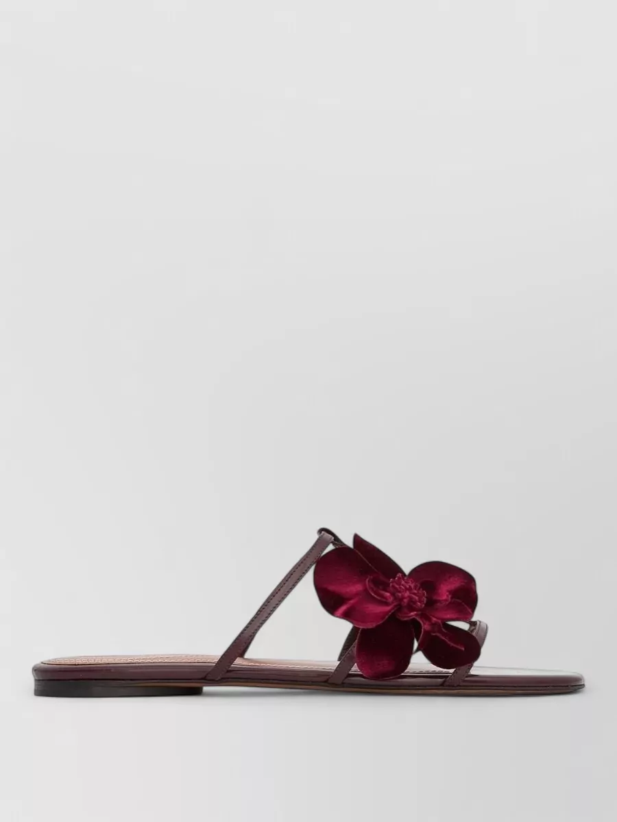 Zimmermann Leather Floral Appliqué Flat Sandals