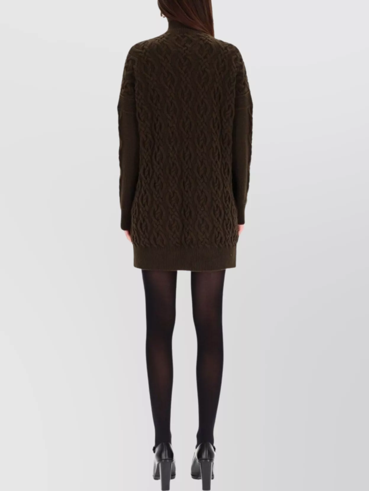 Max Mara Wool Dress With Braided Cable Knit In Multi