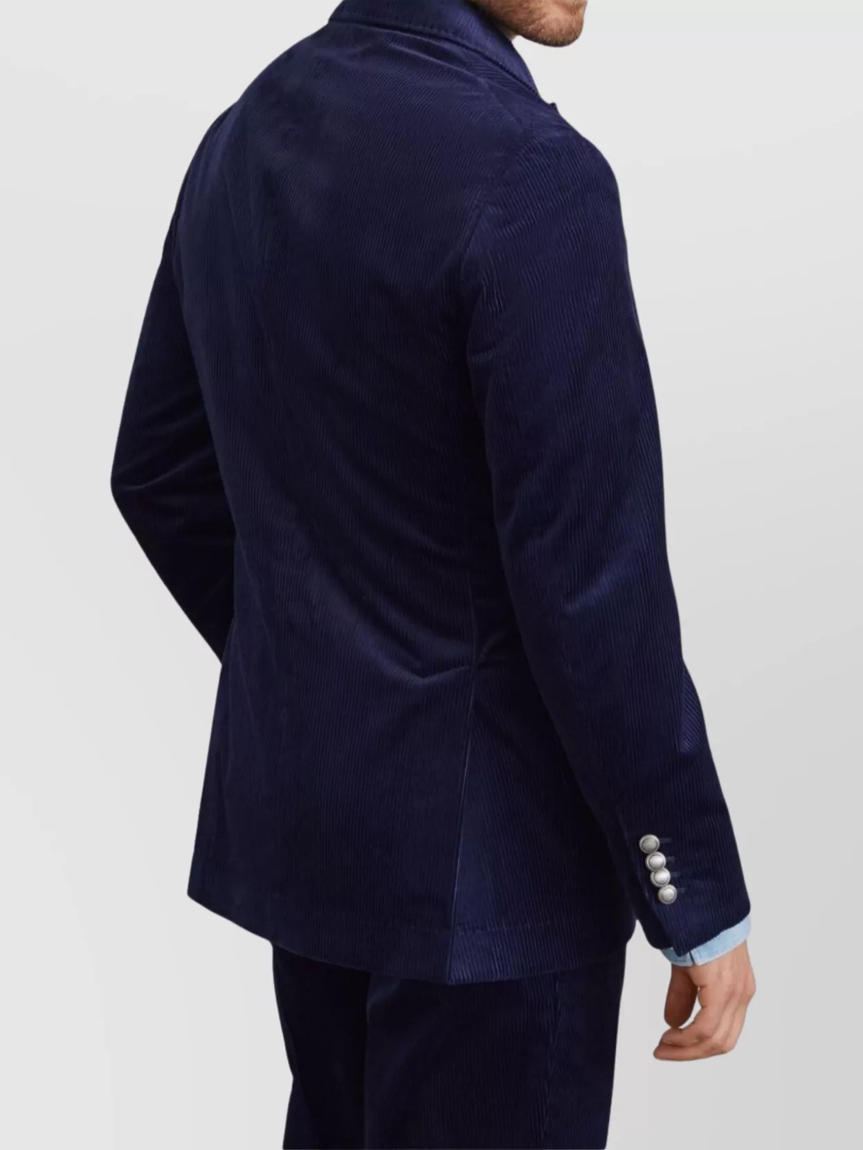 Brunello Cucinelli Corduroy Double-breasted Jacket Peak Lapels In Blue