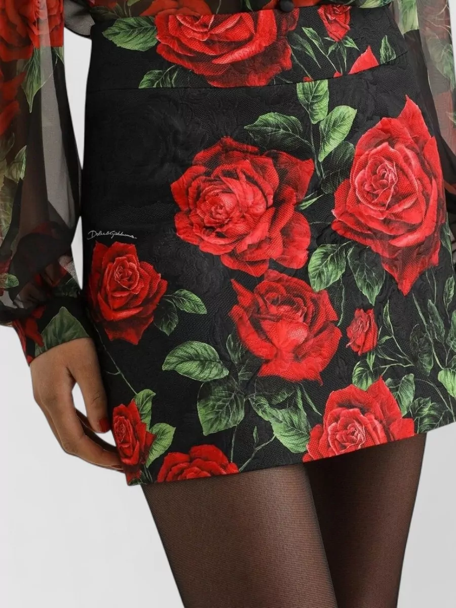 Dolce&Gabbana floral-print fitted skirt
