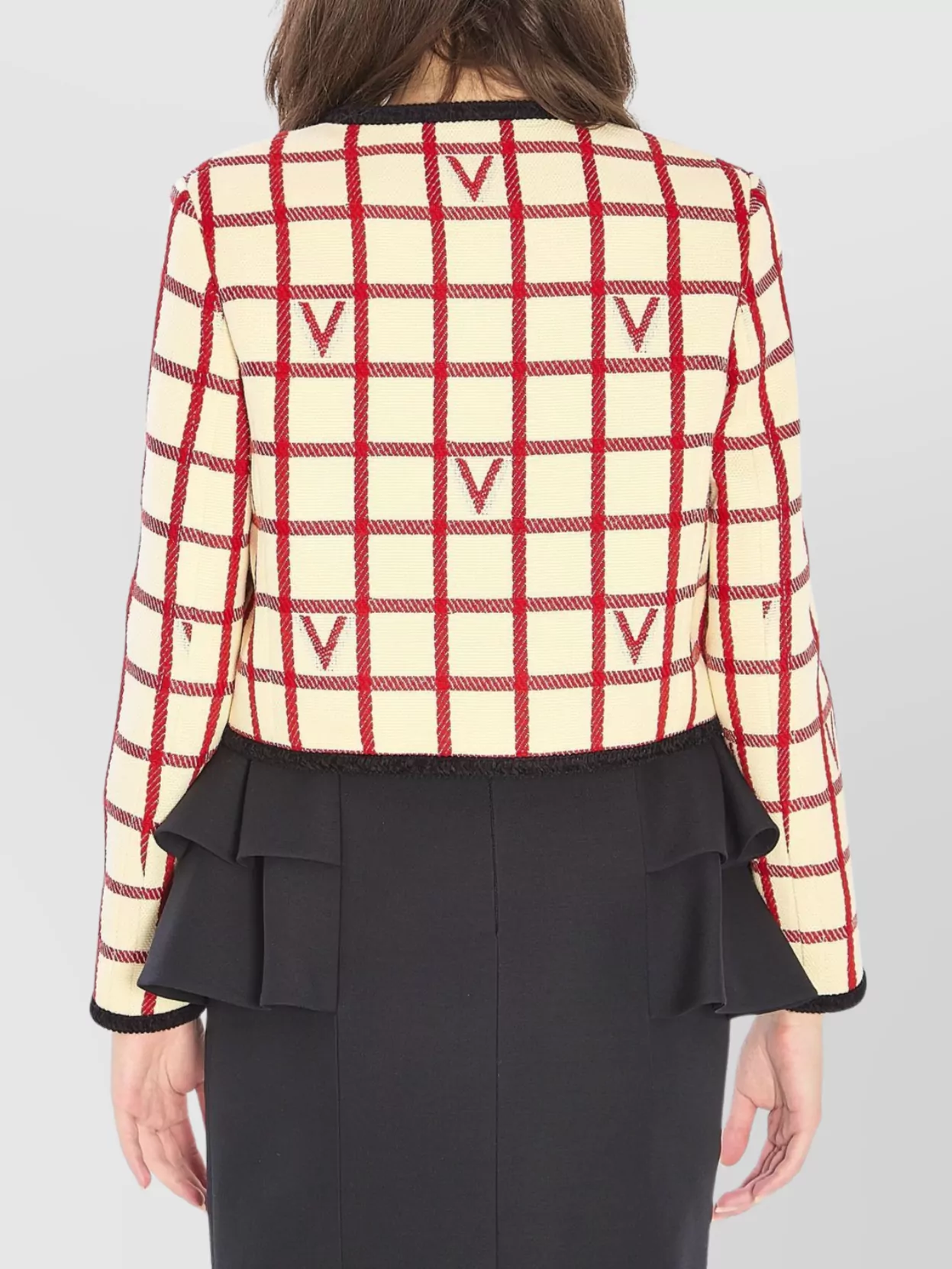 Valentino Garavani Checkered Vlogo Cropped Jacket