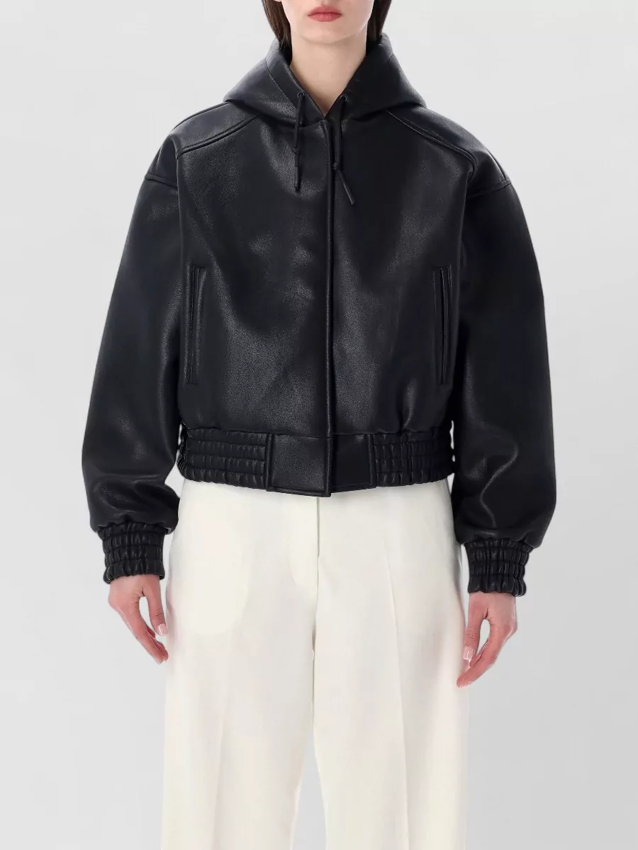 The Frankie Shop Faux leather hooded bomber jacket