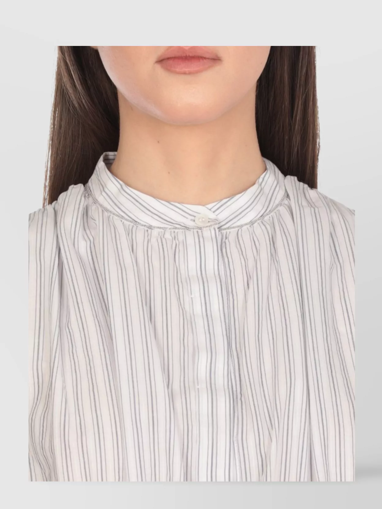 Peserico Striped Button Detail Cap Sleeve Blouse In White