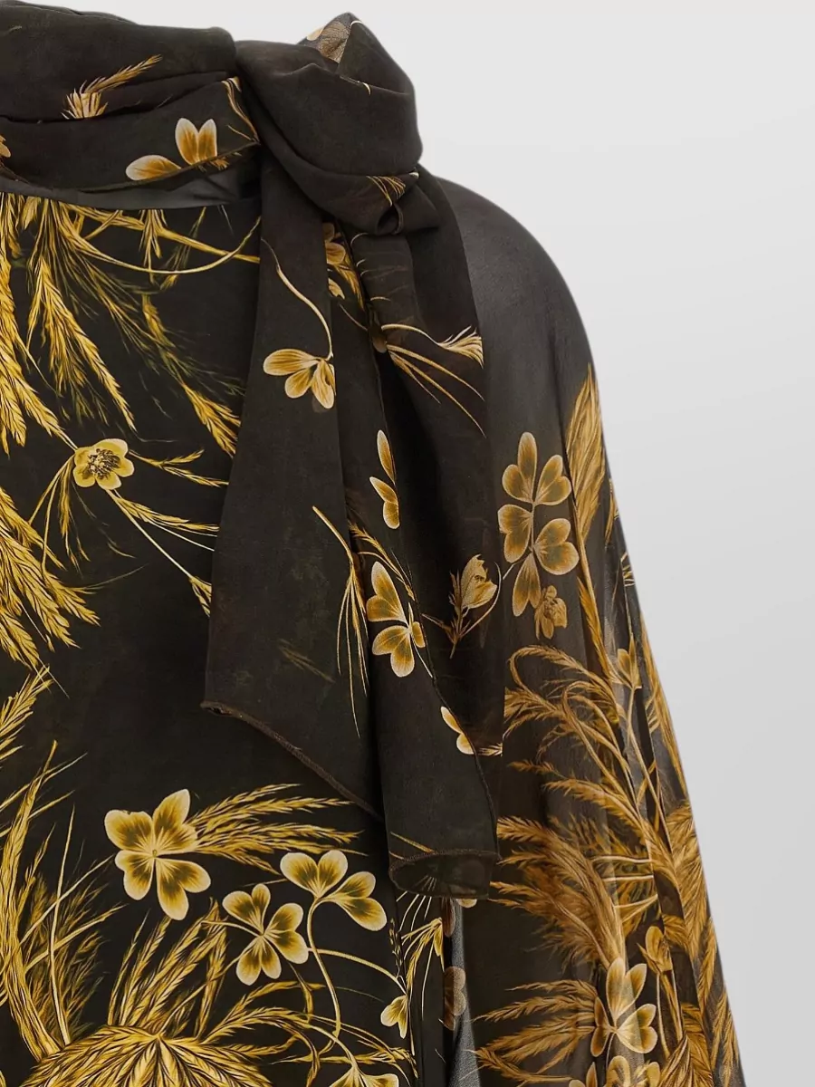 F.r.s For Restless Sleepers Floral Print Silk Blend Long Sleeve Blouse