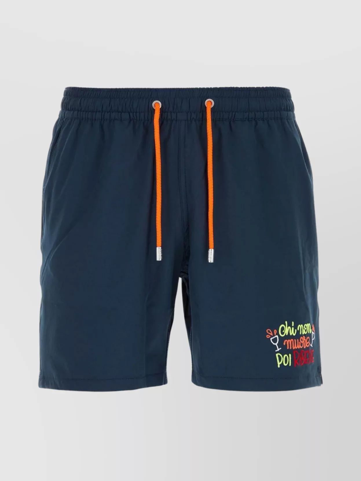 Saint Barth Stretch Polyester Swim Shorts With Printed Design In Blue