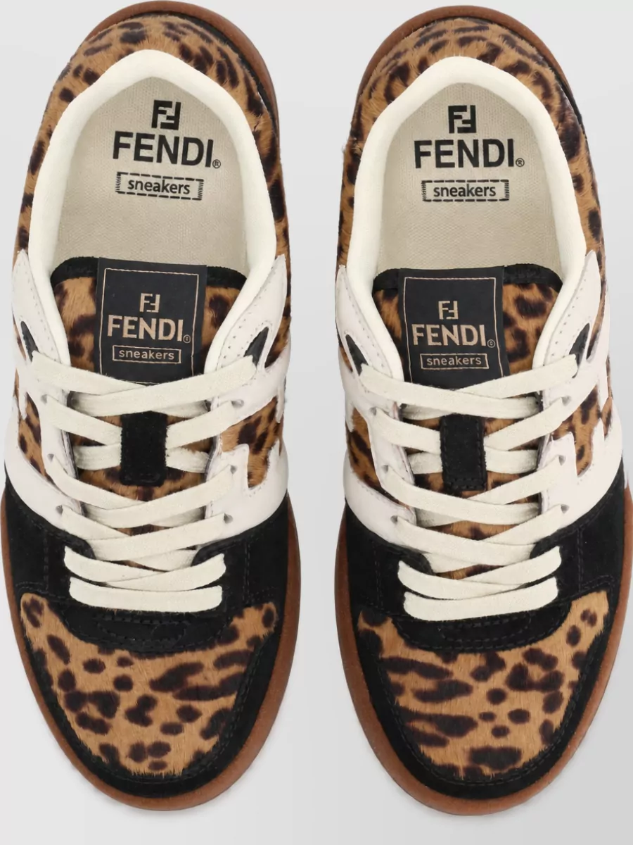 Fendi Match Sneaker Leopard Print Suede Leather