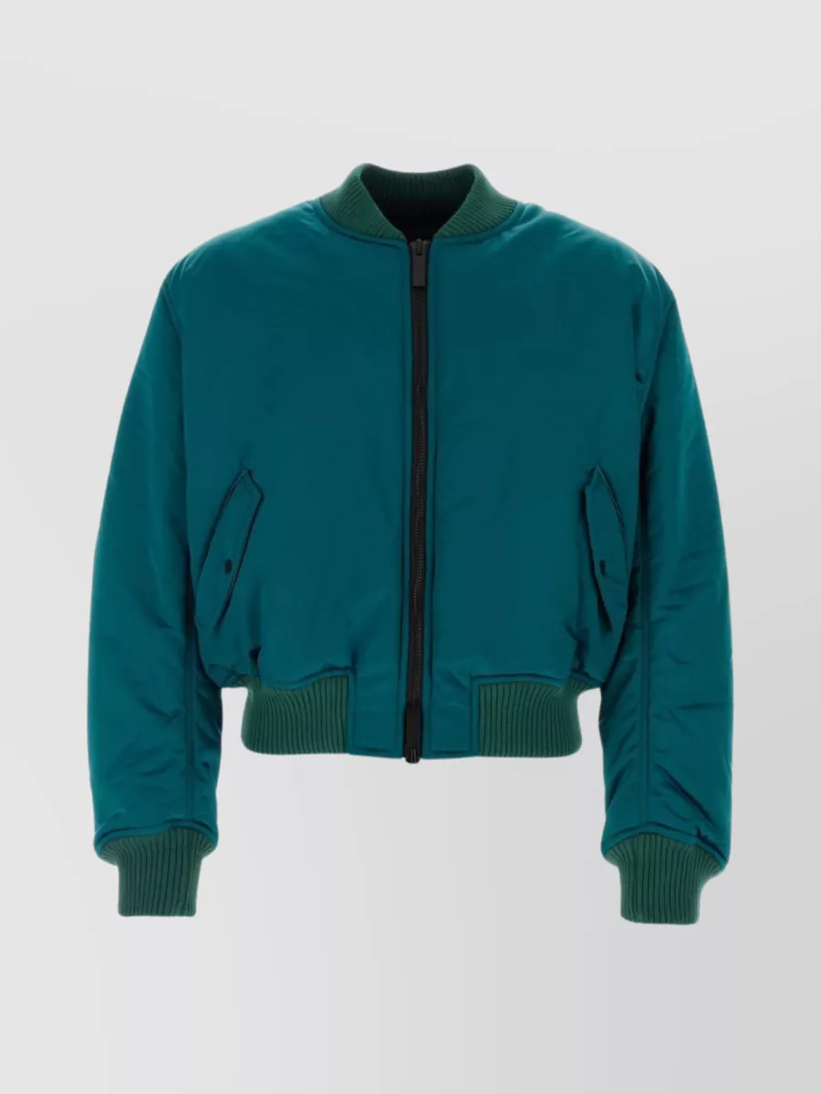 Shop Botter Modern Ribbed Bomber With Snap Pockets In Cyan