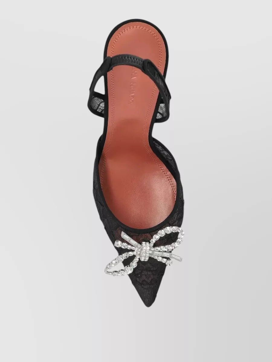 Amina Muaddi Crystal-Embellished Lace Slingback Pumps
