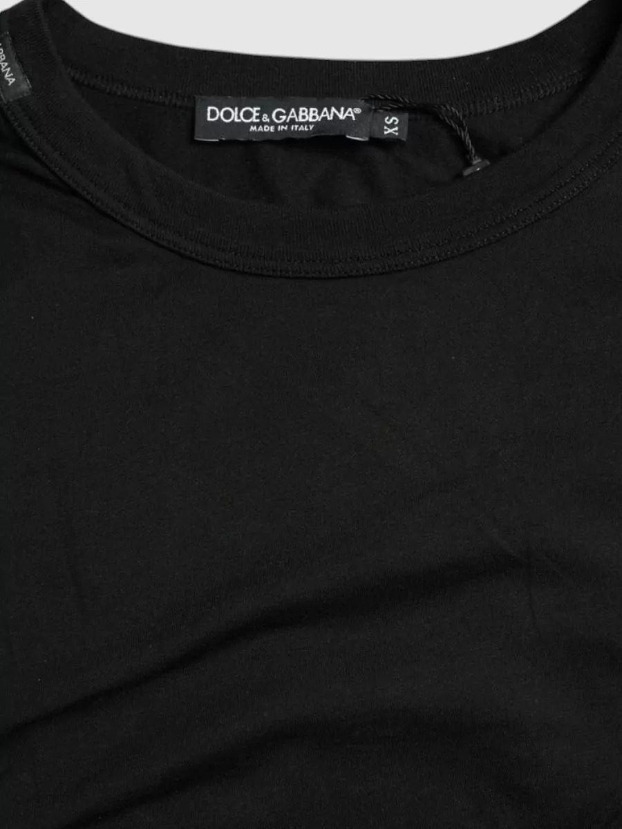 Dolce&Gabbana Cotton Embossed Logo Crew Neck Short Sleeve T-Shirt