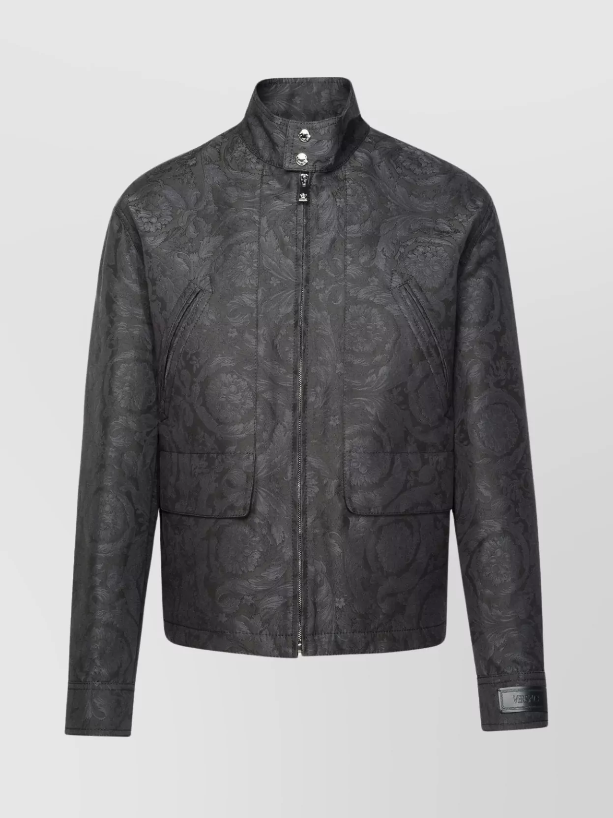 Versace 'barocco' Floral Cotton Jacket With Side Pockets