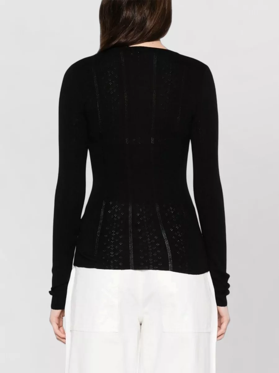 Herskind Merino Wool Perforated Knit Crewneck Sweater