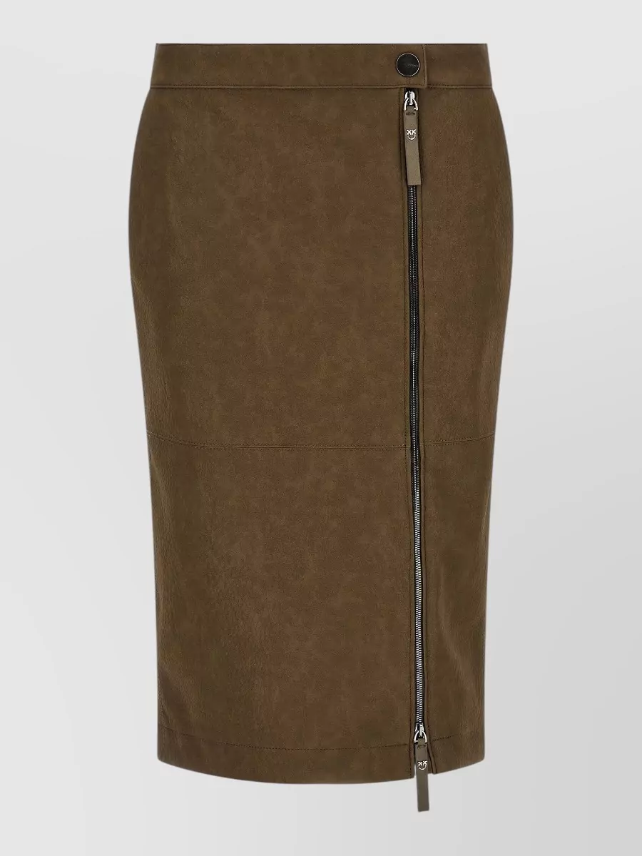 Pinko leather asymmetric-zip pencil skirt