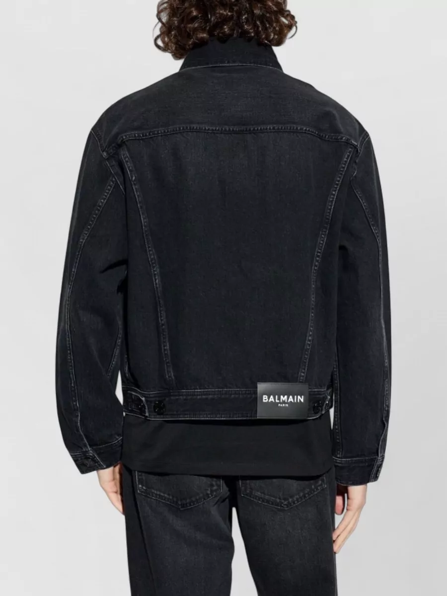 Balmain Long Sleeve Silk Nylon Jacket Front Pockets