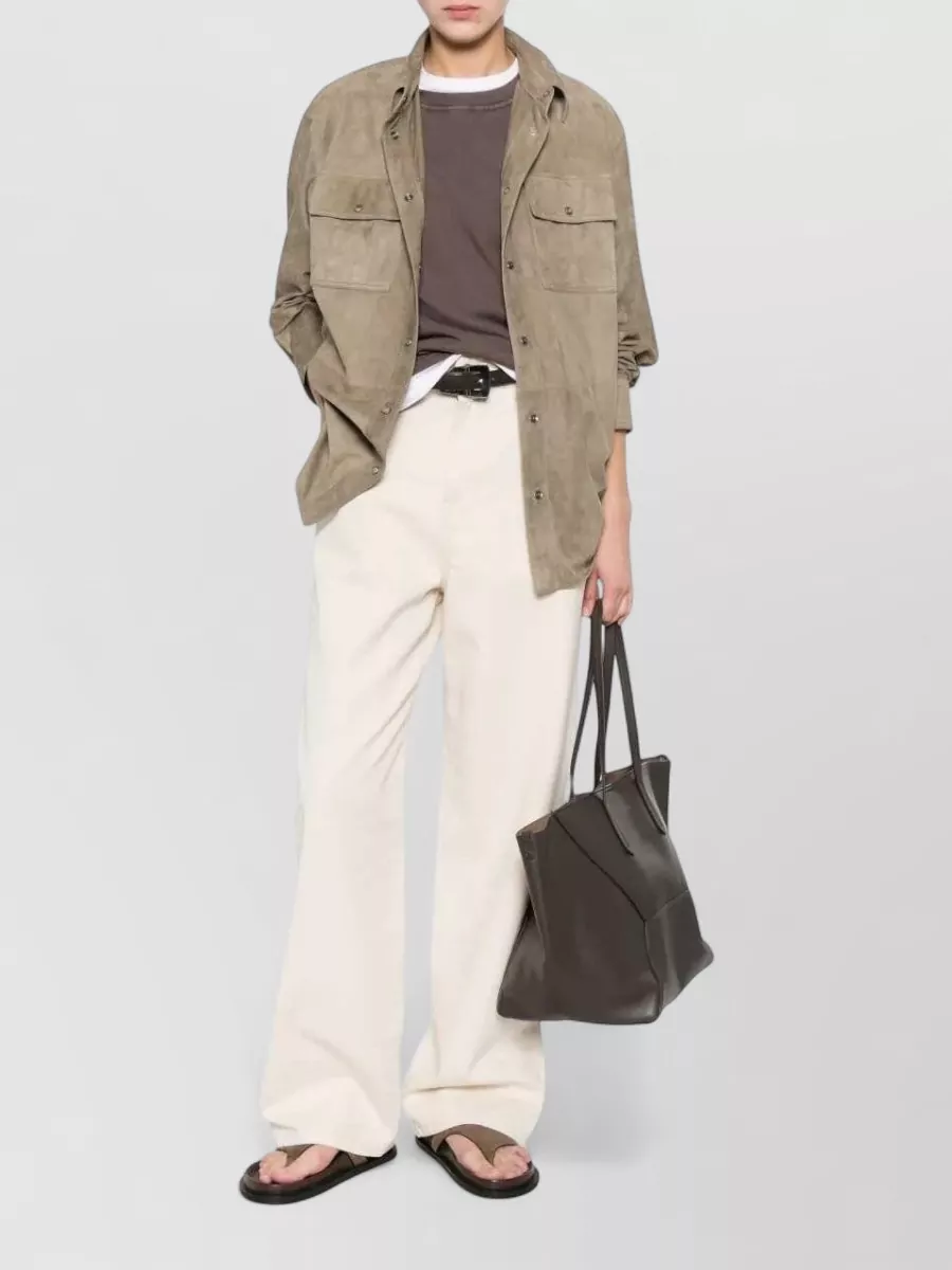 Brunello Cucinelli Suede Long-Sleeve Shirt