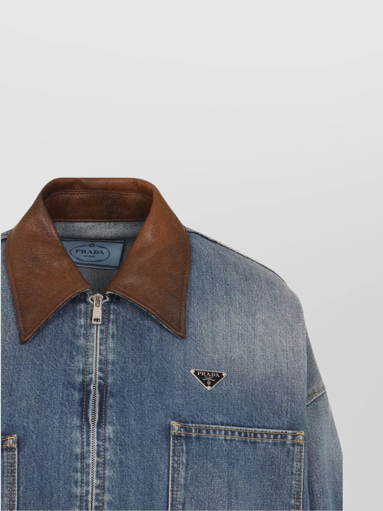 Prada Cropped Jacket With Dropped Shoulders And Puffed Sleeves
