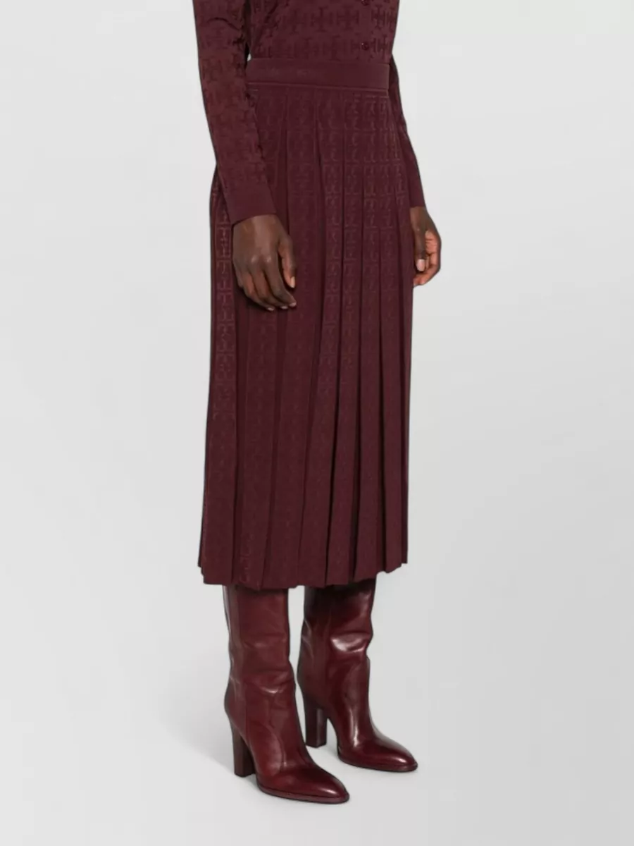 Tory Burch Logo-Monogram Pleated Midi Skirt