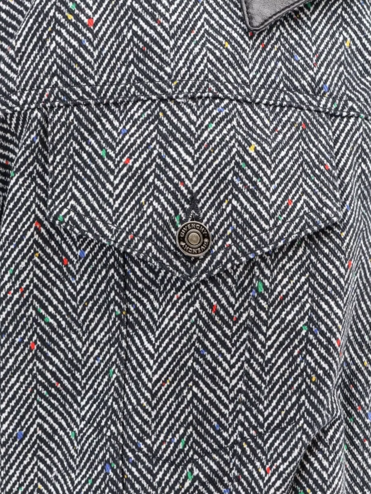 Givenchy Herringbone Pattern Cotton Jacket With Leather Collar In Gray