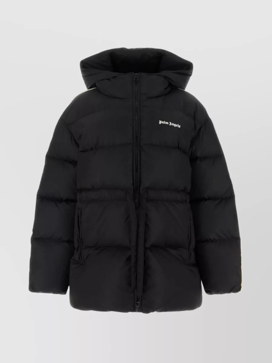Shop Palm Angels Functional Detachable Hood Down Jacket In Black