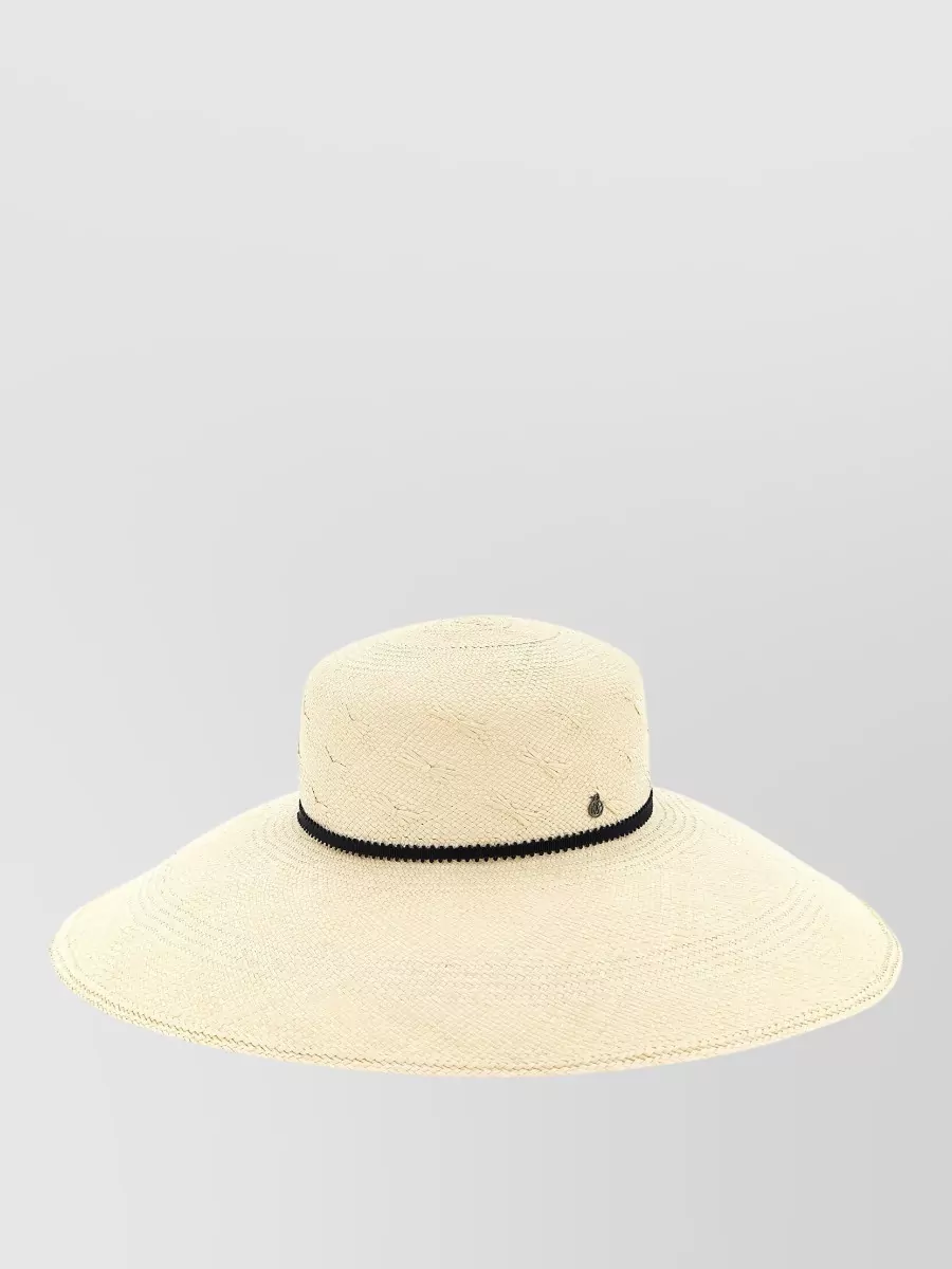 Maison Michel Rena Wide Brim Hat Contrast Band