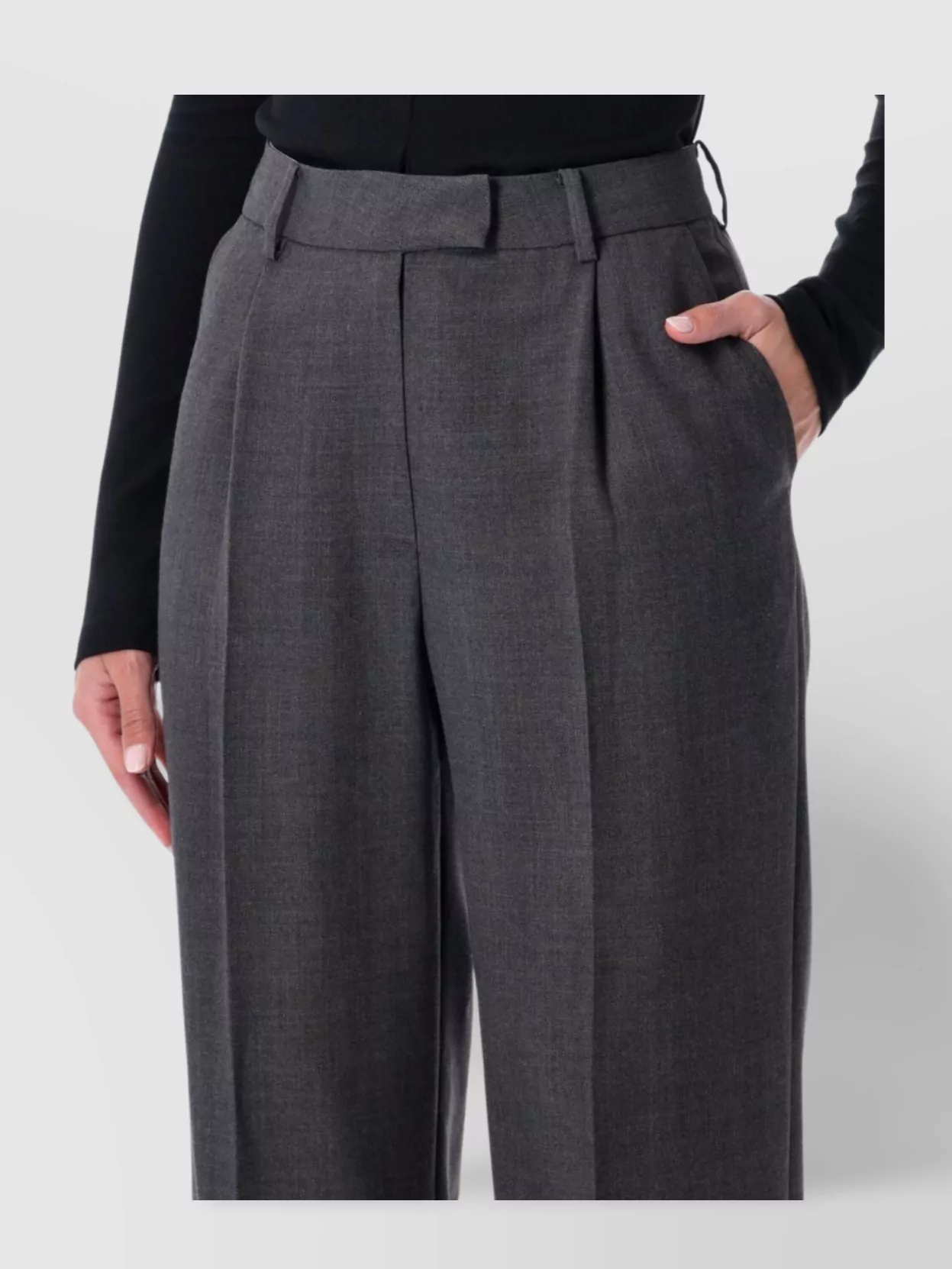 Low Classic Tailored Wool Blend Trousers Belted
