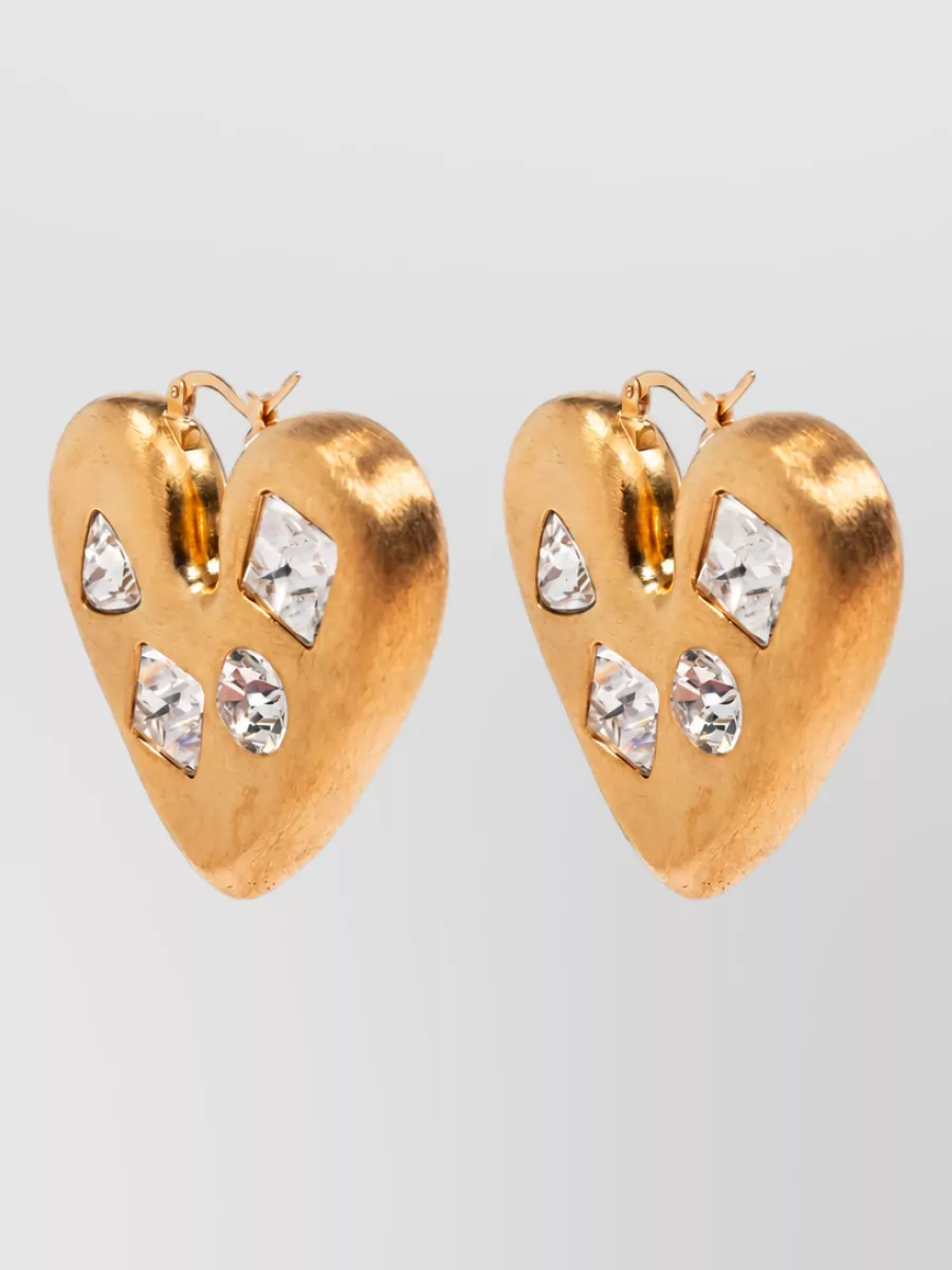 Jacquemus crystal embellished heart drop earrings