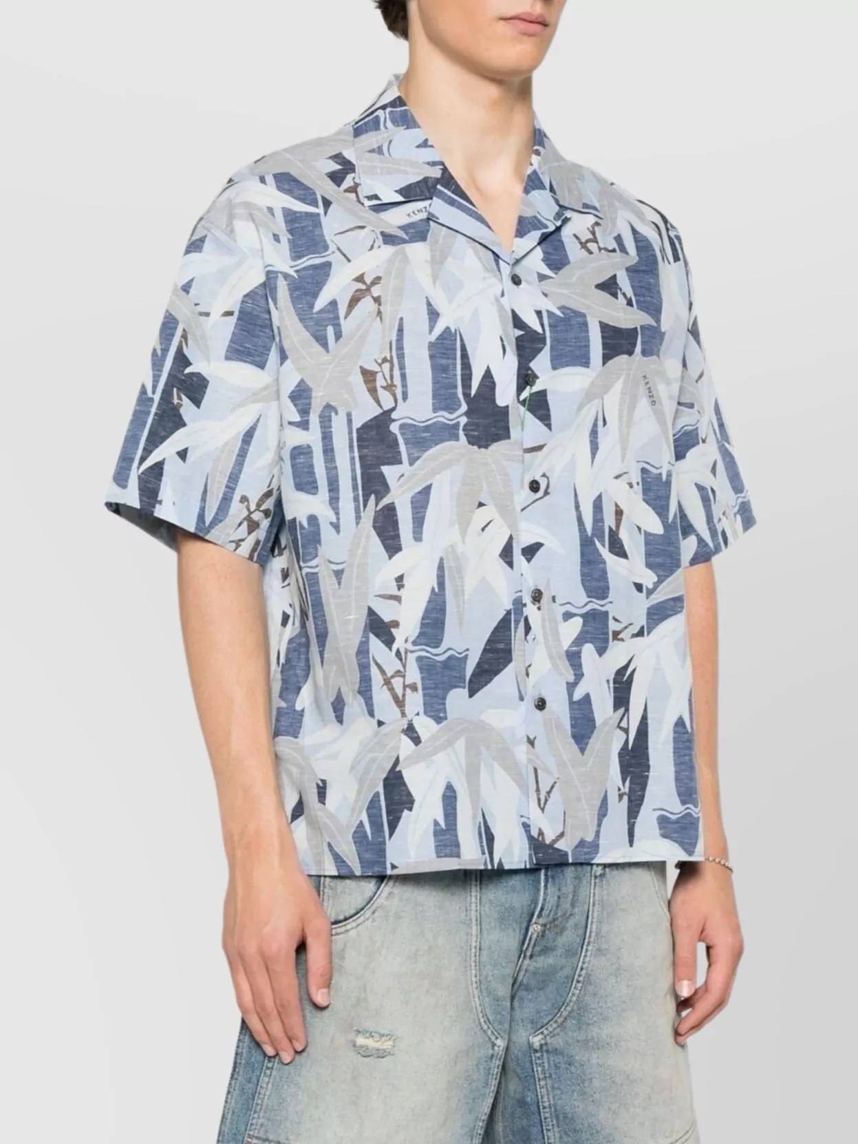 Kenzo Printed Pleated Collar Shirt Pocket