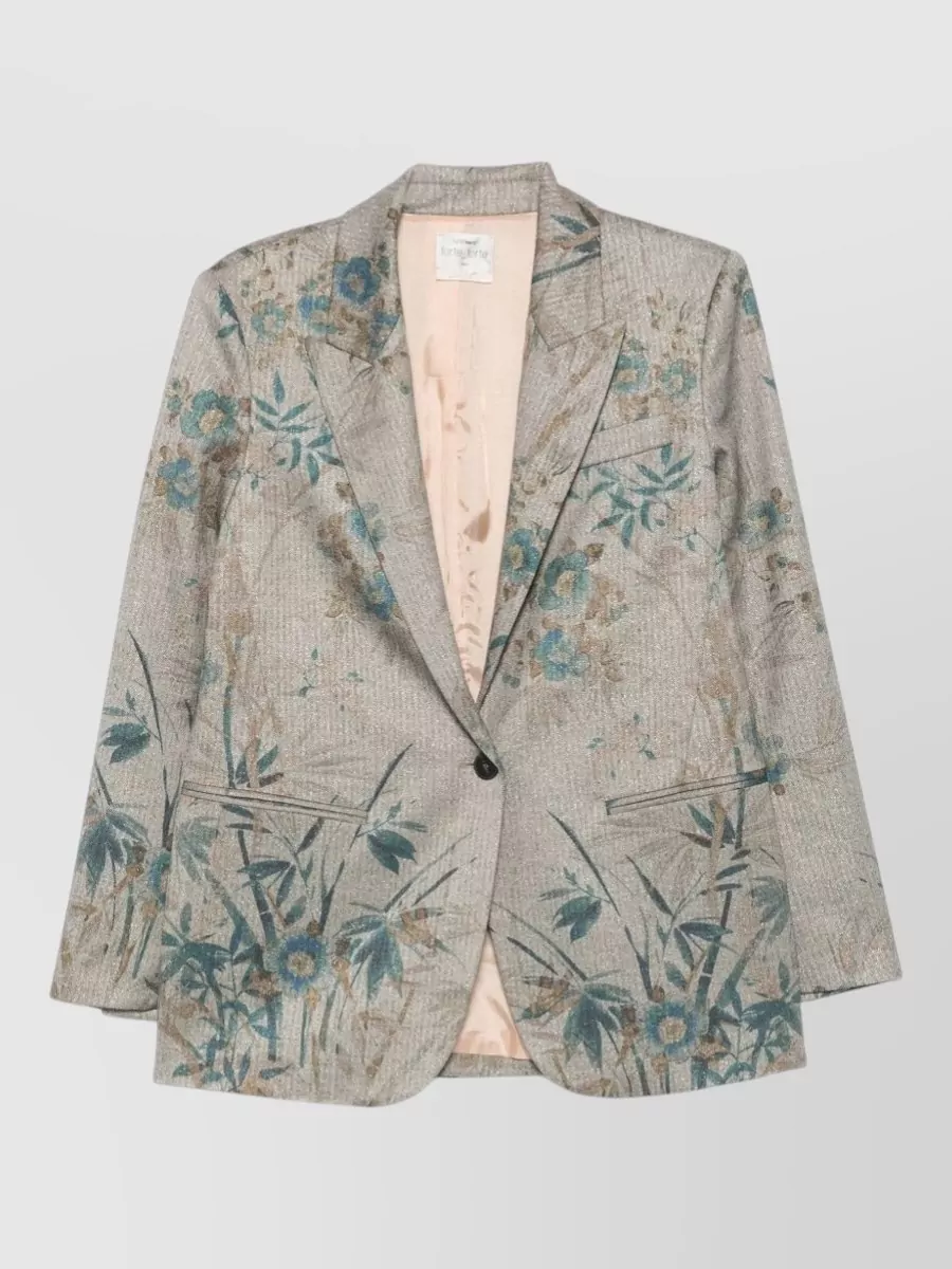 Forte Forte Floral-print herringbone single-breasted jacket