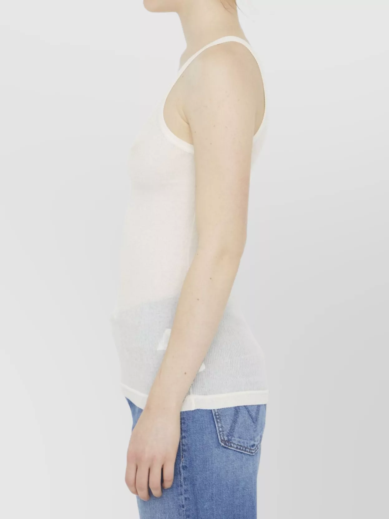 Bottega Veneta Ribbed Cotton Sleeveless Slim Fit Top In White