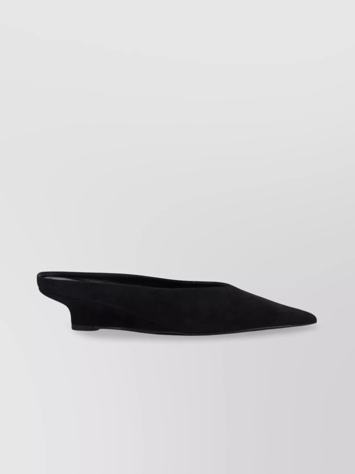 Totême Pointed Toe Suede Finish Mules In Black