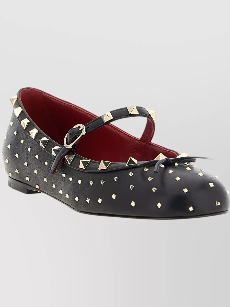 Valentino Garavani Leather Rockstud Ballerina Flats