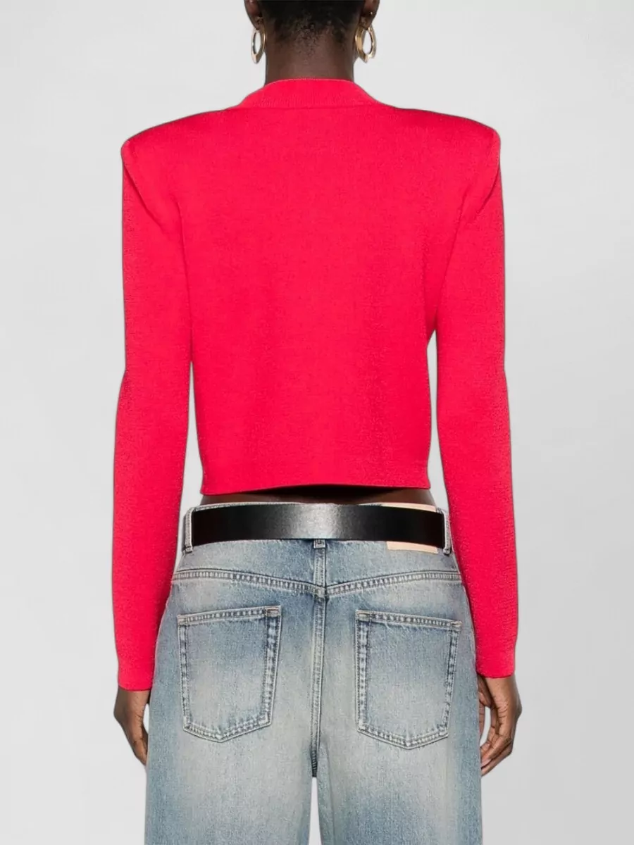 Balmain Cropped Cardigan Round Neck Gold Buttons