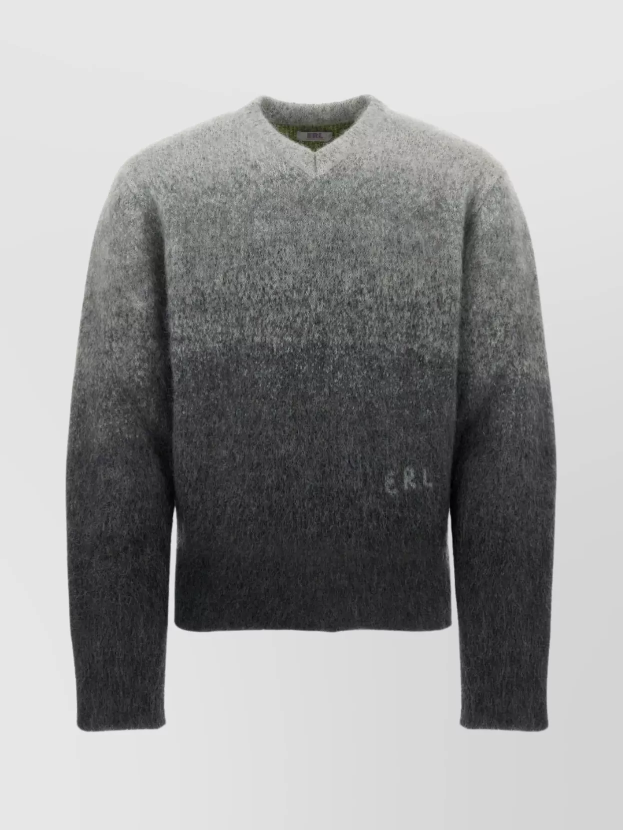 Erl Crew Neck Mohair Blend Sweater In Gray
