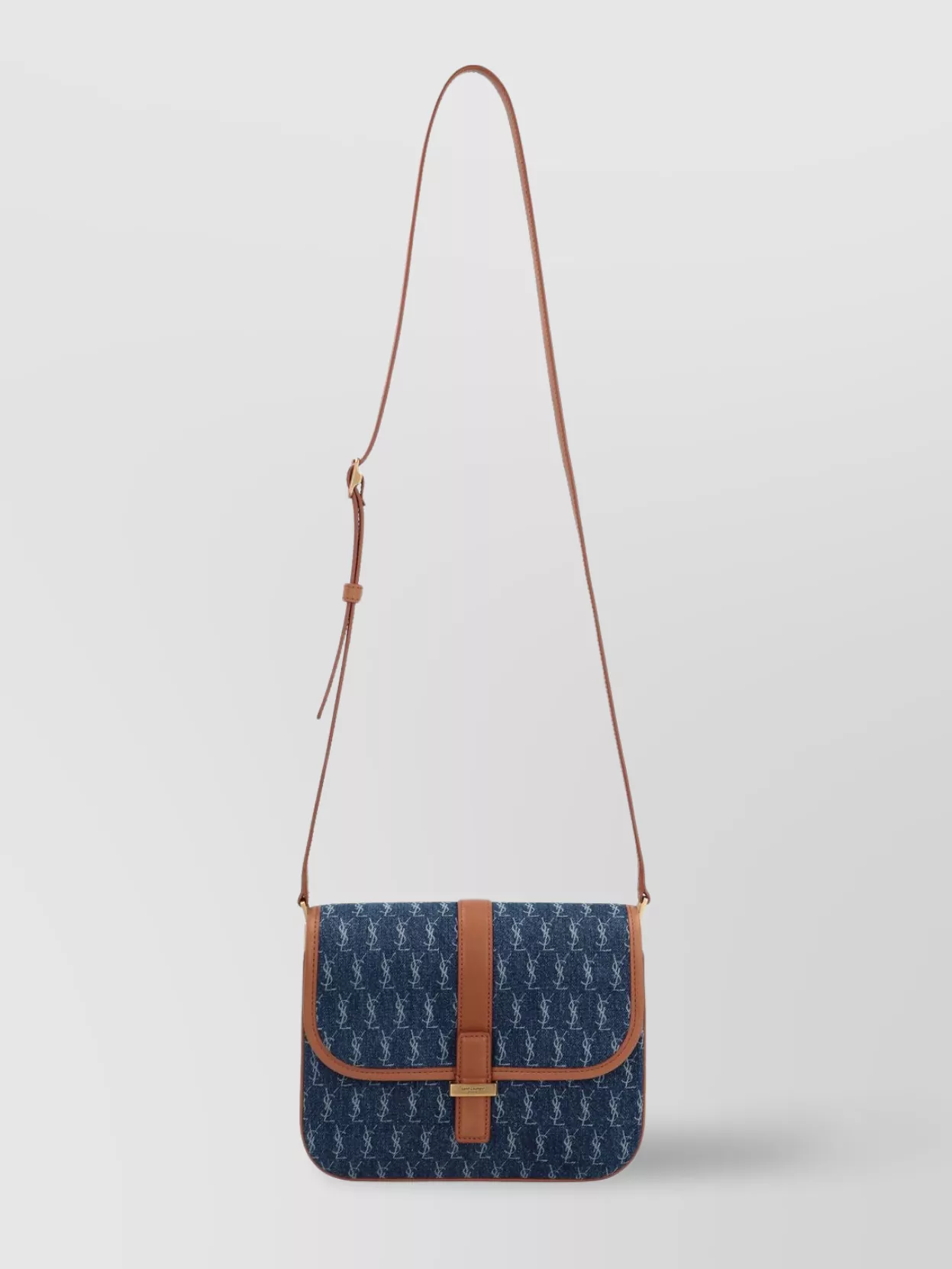 SAINT LAURENT FABRIC AND LEATHER SHOULDER BAG