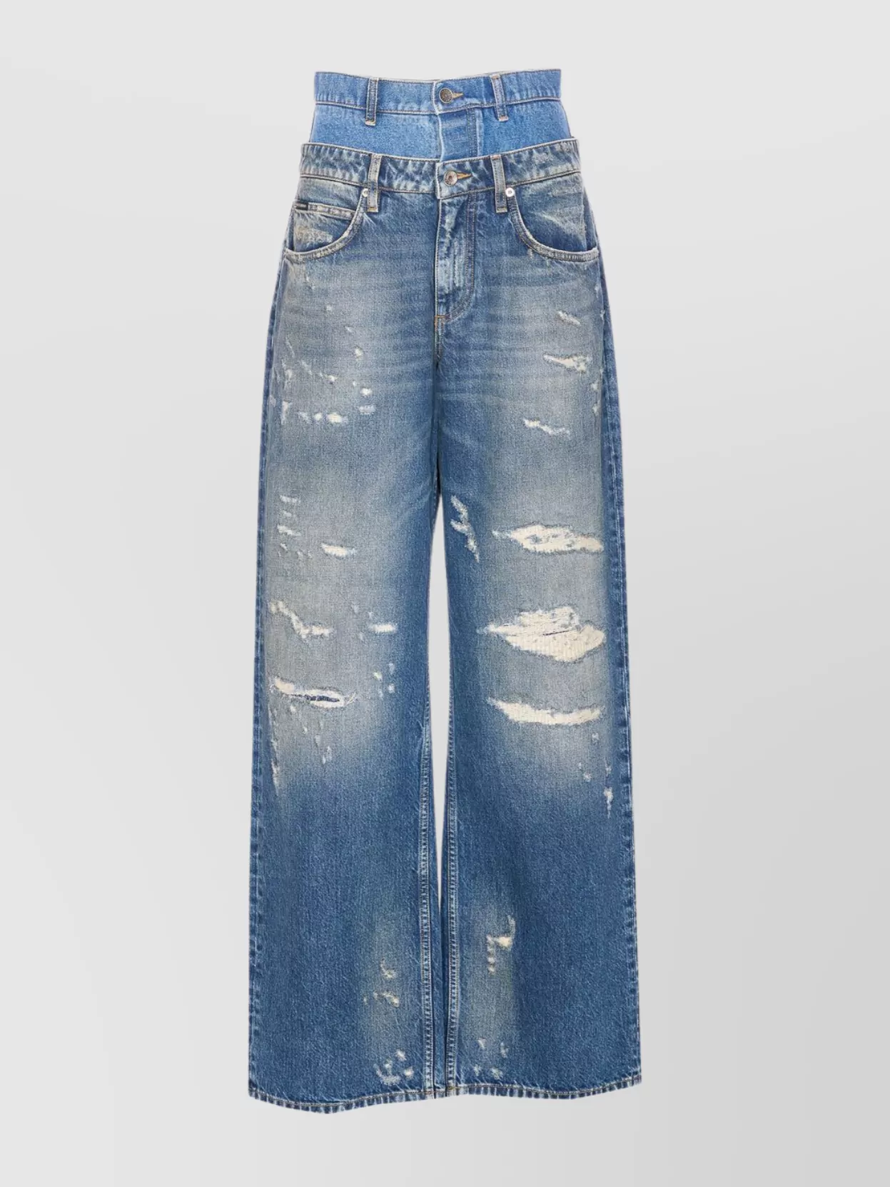 Dolce & Gabbana Wide-leg Trousers With Five Pockets And Belt Loops In Multi