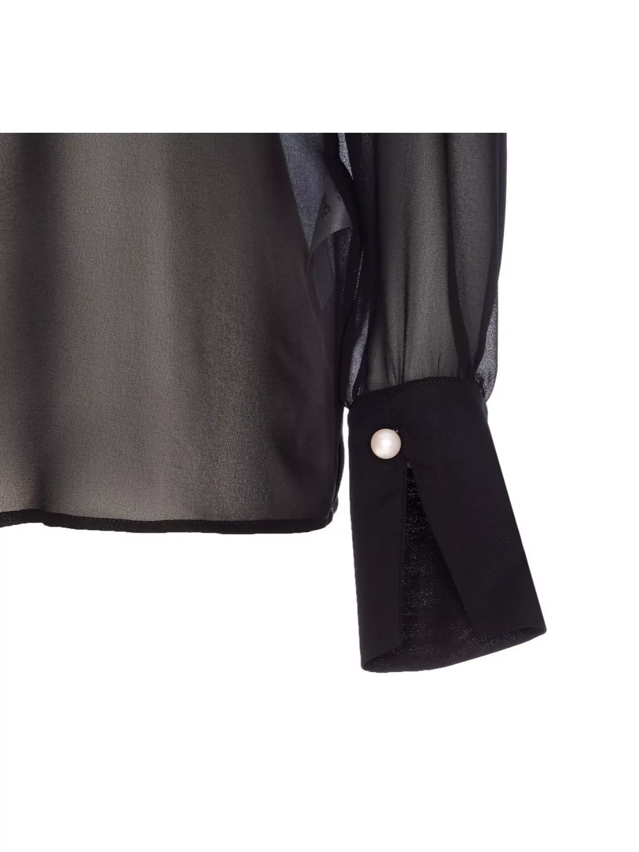 Liu •jo Sheer Fabric Top Jewel Button Cuffs In Black