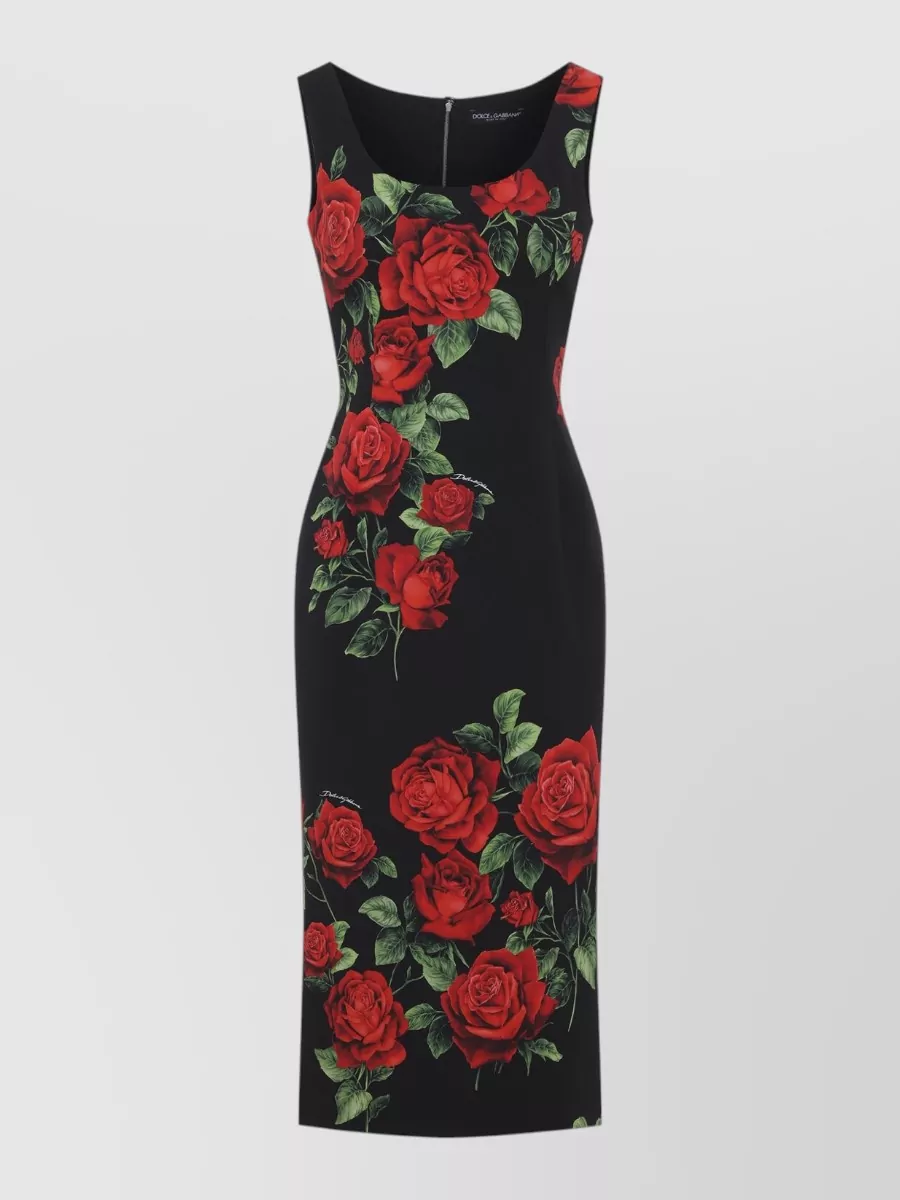 Dolce&Gabbana Silk floral print sleeveless scoop neck midi dress