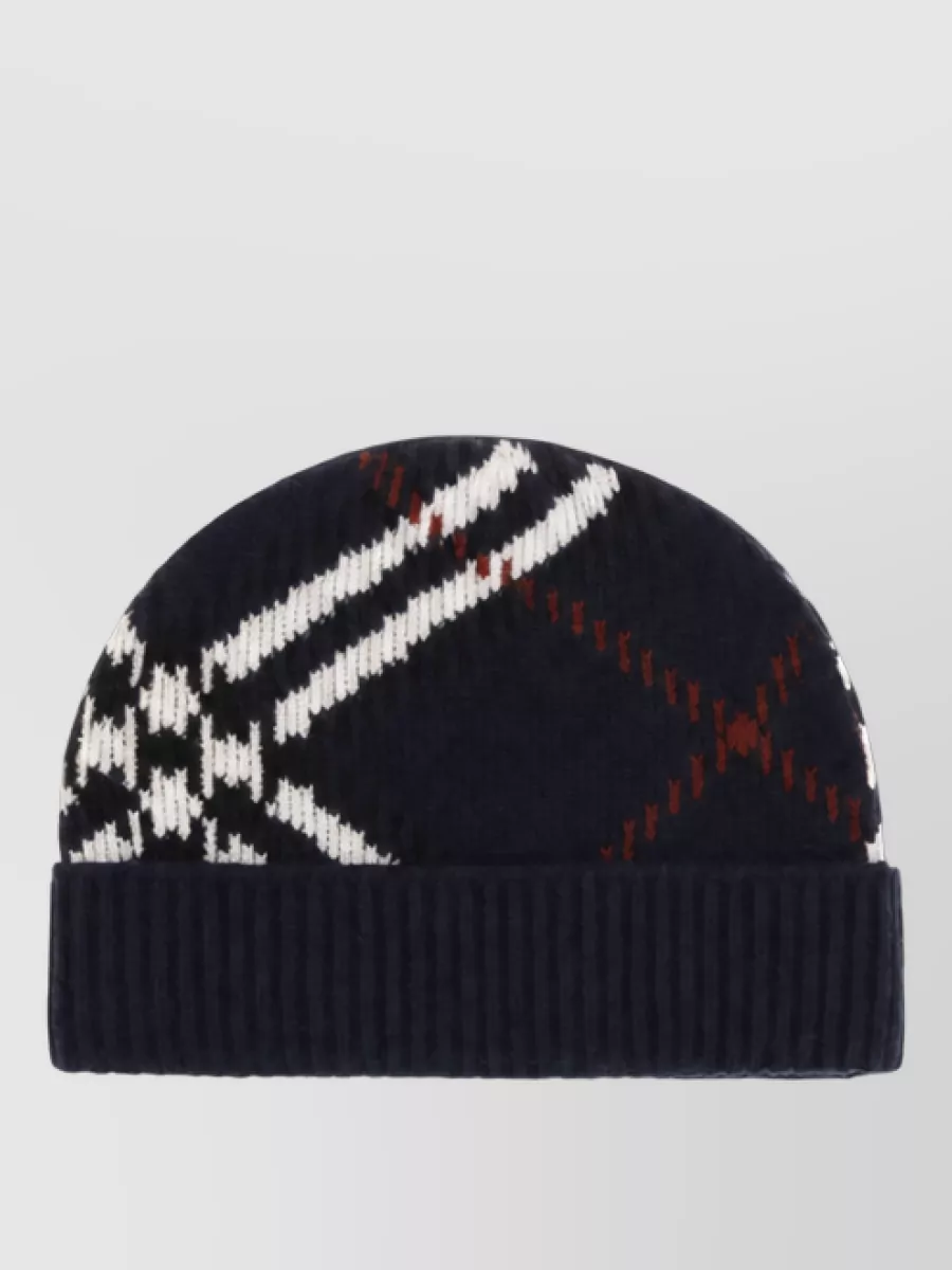 Burberry check cashmere-blend beanie