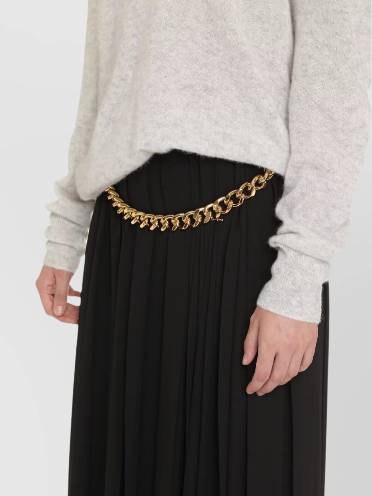 Balenciaga Black Long Pleaded Skirt With Belt In Tech Fabric Woman
