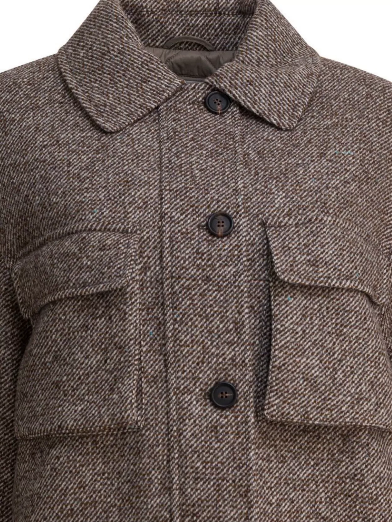 Brunello Cucinelli Virgin Wool And Silk Diagonal Coat In Brown