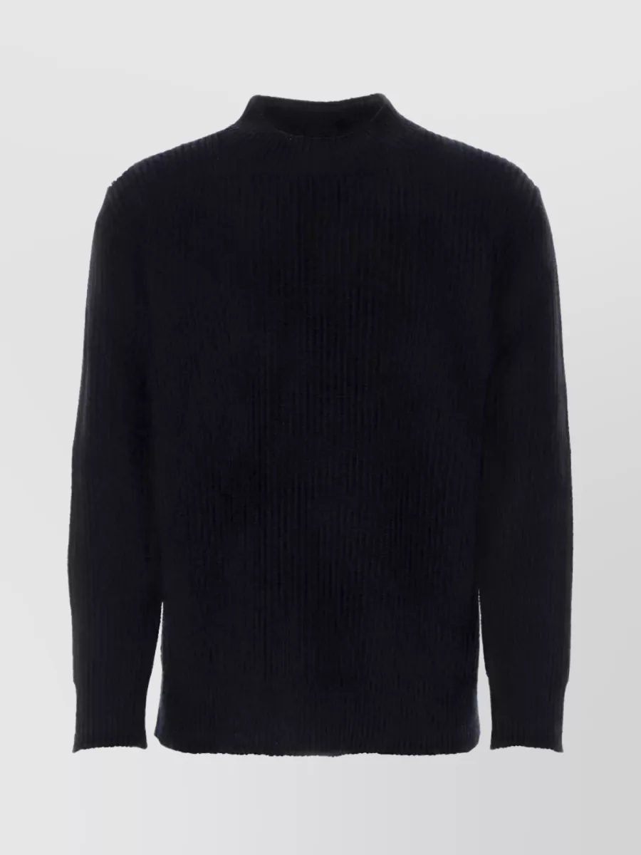 Shop Maison Margiela Ribbed Wool-cashmere High-neck Sweater In Blue