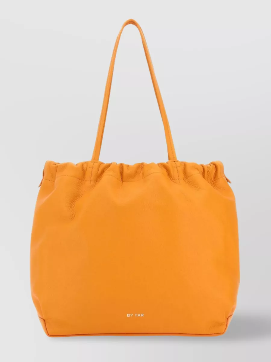 Shop By Far Oslo Tote Bag In Luxurious Nappa Leather In Orange