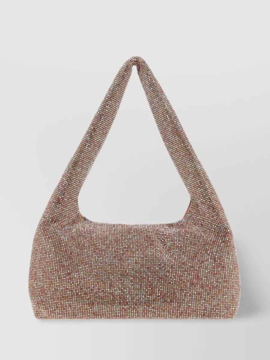 Shop Kara Crystal Mesh Curved Silhouette Rhinestone Handbag In Brown