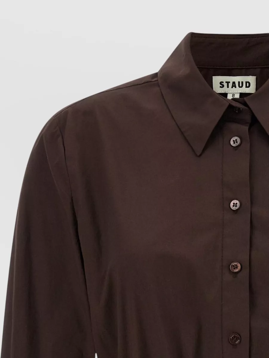 Staud Cotton Long-Sleeve Shirt Mini Dress